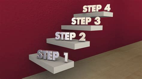 Steps 1 to 4 One Four Process Stairs 3d Animation Motion Background - Storyblocks