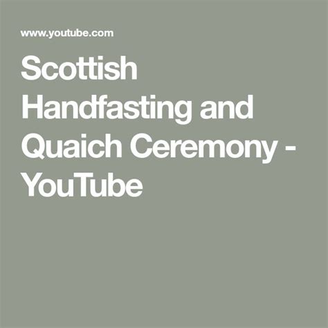 Scottish Handfasting and Quaich Ceremony - YouTube in 2024 | Handfasting, Scotland wedding ...