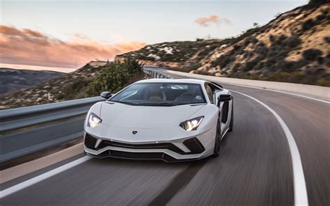 Download wallpapers Lamborghini Aventador S, 2017, Supercar, white ...