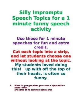 👍 Great impromptu speech topics. What are some really good impromptu speech topics to practice ...