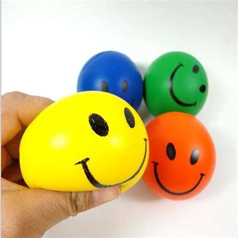 Dia 7cm Stress Ball Novetly Smile Face Print Squeeze Ball Hand Wrist Exercise Stress Ball PU ...