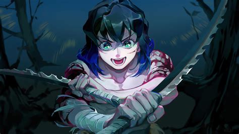 Inosuke Hashibira Katana Kimetsu No Yaiba Pc Desktop 4k Wallpaper Free ...