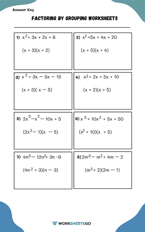 Factoring by Grouping Worksheets | WorksheetsGO