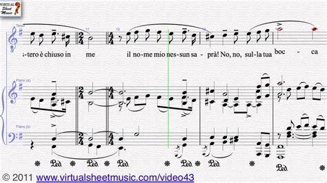 Giacomo Puccini's, Nessun Dorma, from the opera Turandot, Tenor and Piano sheet music - Video ...