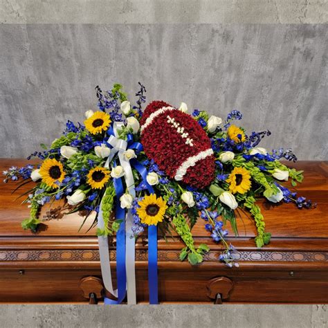 Football Casket Spray by Flowers by Zach-Low