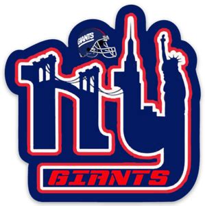 New York Giants Skyline Scene in Logo & Name Type NFL Football Die-Cut ...