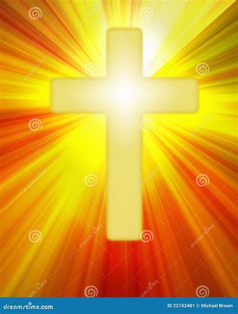 Radiant Yellow Cross Symbol on Bright Rays Stock Illustration - Illustration of luminous, glow ...