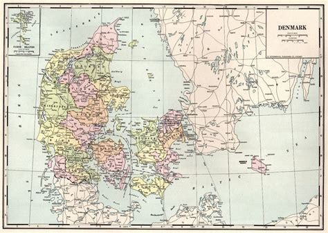 1931 Rare Antique DENMARK Map Vintage Collectible Map of Denmark 4075 ...