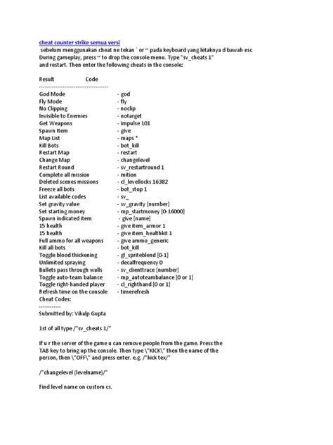 Cheat Counter Strike Semua Versi | PDF | Cheating In Video Games | Weaponry