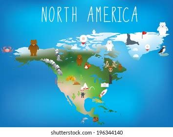 Map North America Showing Famous Landmarks Stock Vector (Royalty Free) 196344140 | Shutterstock
