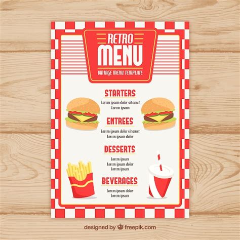 Free Vector | Retro fast food menu template