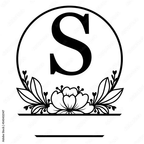 Letter S, Split monogram with floral elements svg, Family last name svg Stock Vector | Adobe Stock