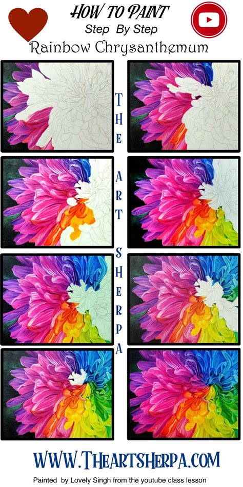 Rainbow Flower Acrylic Painting Tutorial Step By Step Live Stream | The Art Sherpa