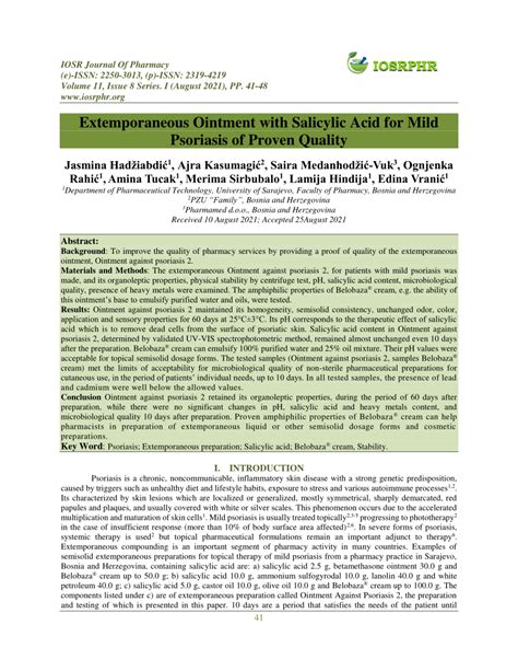 (PDF) Extemporaneous Ointment with Salicylic Acid for Mild Psoriasis of ...