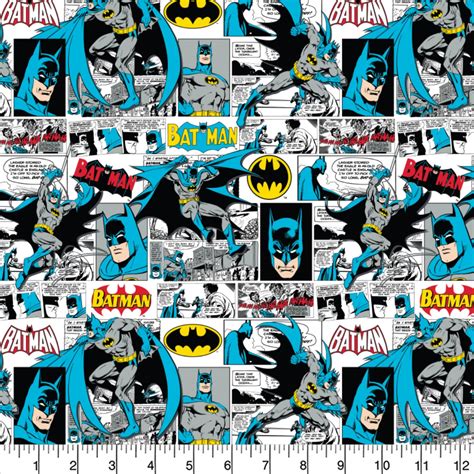 Batman Comic Strip 100% Cotton Print Fabric White & Blue - Etsy UK