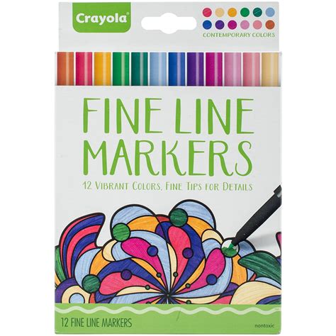 Crayola Assorted Contemporary Colors Fine Line Markers, 12 Pack ...