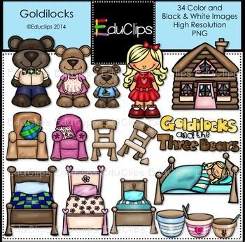 Goldilocks Clip Art Bundle Folk Tales, Fairy Tales, Black N White ...