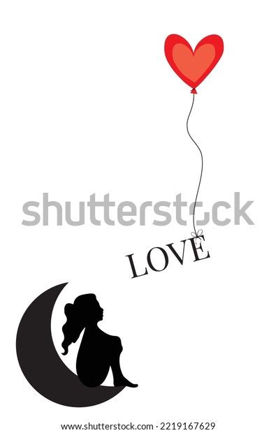 Girl On Moon Vector Girl Silhouette Stock Vector (Royalty Free) 2219167629 | Shutterstock