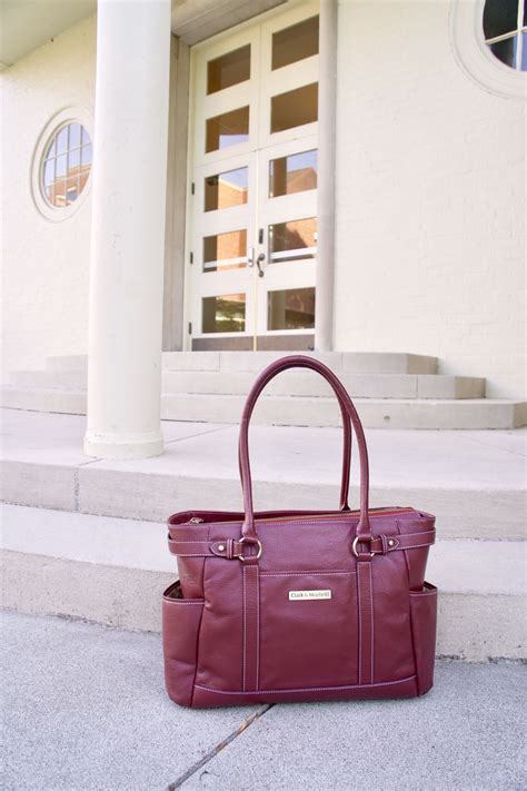 Carry it all with the Hawthorne leather laptop handbag in port red, teal blue, black, or camel ...