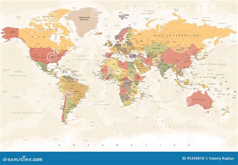 Vintage World Map - Vector Illustration Stock Illustration ...