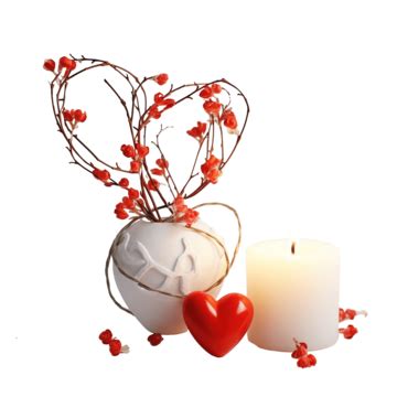 Valentine Heart Decor Branch Candle, Christmas Heart, Christmas Branch, Christmas Wood PNG ...