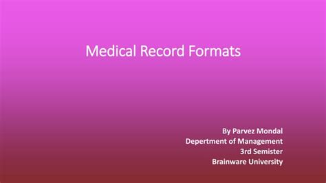 Medical record formats | PPT