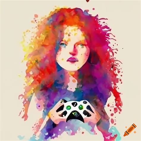 Redhead gamer girl with xbox controller on Craiyon