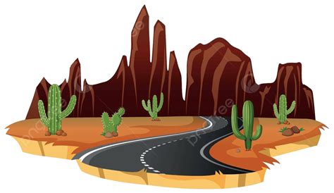 An Isolated Desert Road Clip Art Silhouette Design Vector, Clip Art, Silhouette, Design PNG and ...