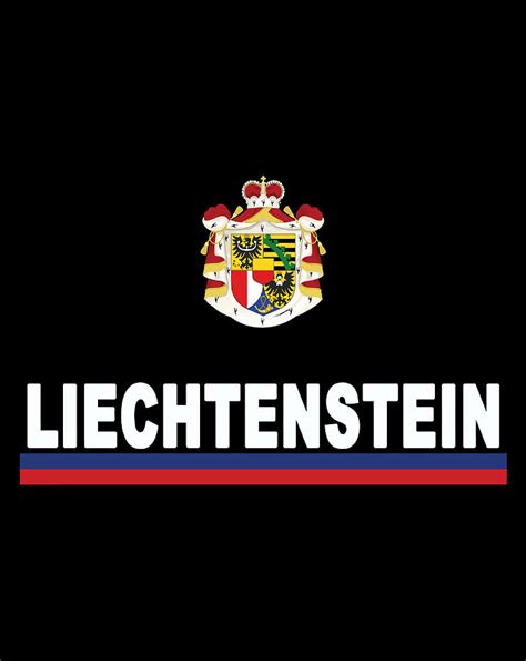 Liechtenstein Sporty Coat Of Arms And Flag Stripe Digital Art by Luke Henry