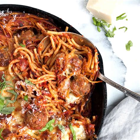 Baked Spaghetti and Meatballs - Seasons and Suppers