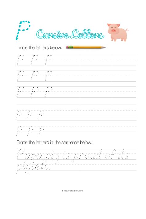 Cursive P worksheet - Cursive handwriting letter P