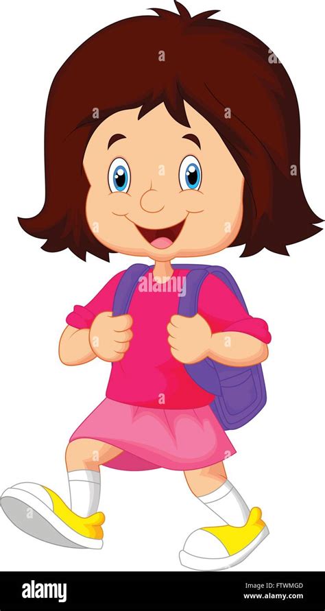 School girl cartoon walking Stock Vector Image & Art - Alamy