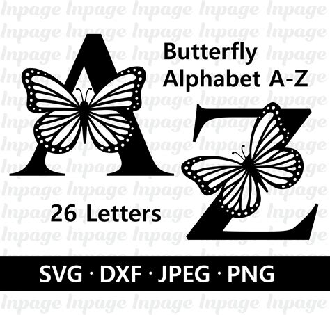 Butterfly Monogram SVG Alphabet Butterfly Alphabet Monogram | Etsy