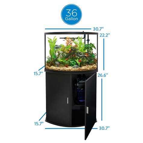 Top Fin Bowfront Aquarium Stand Ensemble 36 Gallon - Aquarium Views