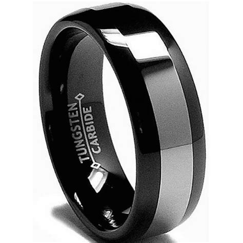 Black Tungsten Rings For Men : Mens BASE RINGS 8 MM Wedding Band Black ...