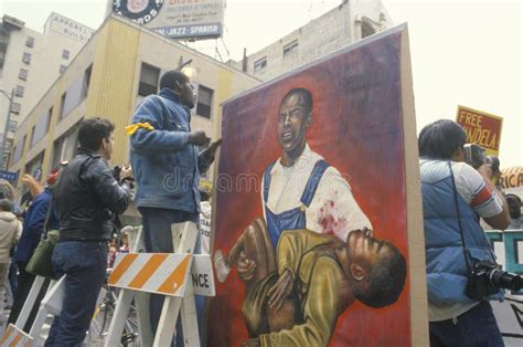 Oil Painting Protesting Violence, Los Angeles, California Editorial ...