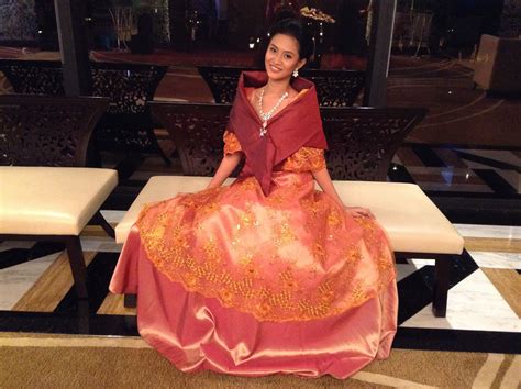 Ms. G.Cumigad in her Philippine Terno: Maria Clara Dress. | Filipiniana dress, Modern ...