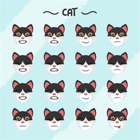 Collection of cat facial expressions in flat design style 20437126 ...