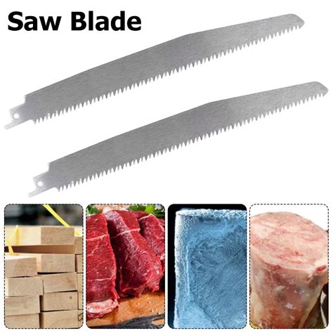 MLfire 2Pcs 9 Inch Reciprocating Saw Blade Stainless Steel Unpainted Meat Saw Blade 5TPI High ...