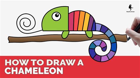 Rainbow Chameleon Easy Drawing For Kids With Colour - canvas-ily