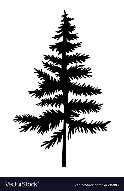 Black silhouette fir-tree christmas tree Vector Image