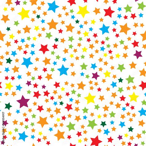 Vector seamless pattern with colorful stars. Isolated on white ...