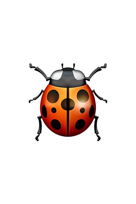 The emoji 🐞 depicts a small, round, and shiny red beetle with black spots on its back. It has ...