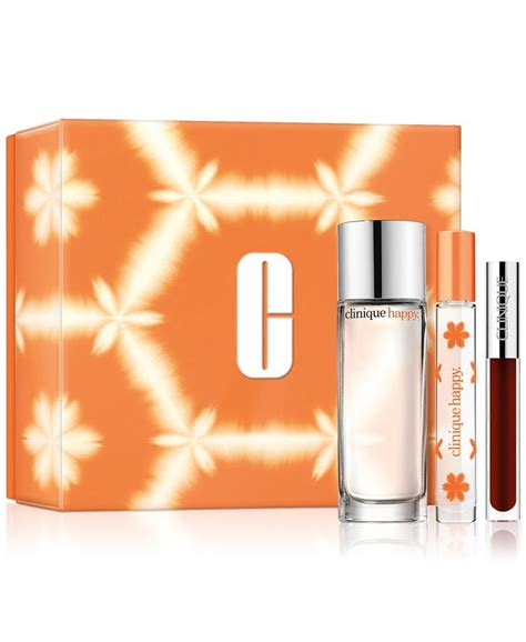 Clinique 3-Pc. Perfectly Happy Fragrance & Lip Gloss Gift Set - Macy's