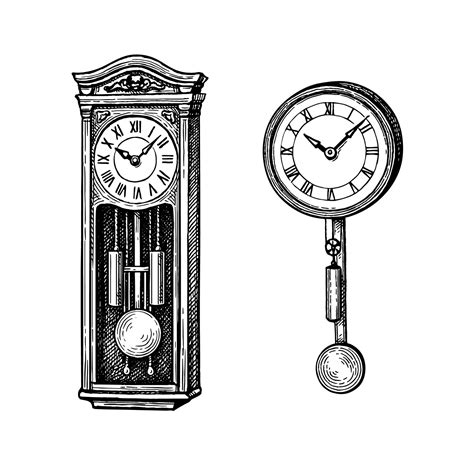 Vintage Grandfather Clock Drawing