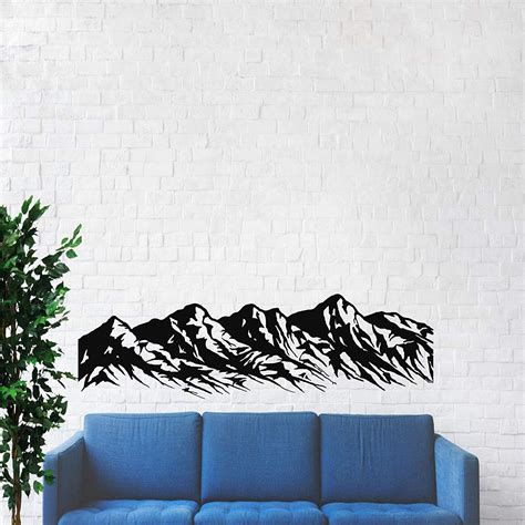 LaModaHome Metal Wall Art - Metal Mountain Range - 3D Wall Silhouette Metal Wall Decor Office ...