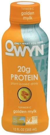 Owyn Plant-Based, Turmeric Golden Mylk Protein Drink - 12 oz, Nutrition Information | Innit