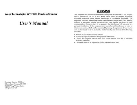 (PDF) WWS800 User's Guidecontent.etilize.com/User-Manual/1010533481.pdfThe WWS800 Cordless ...