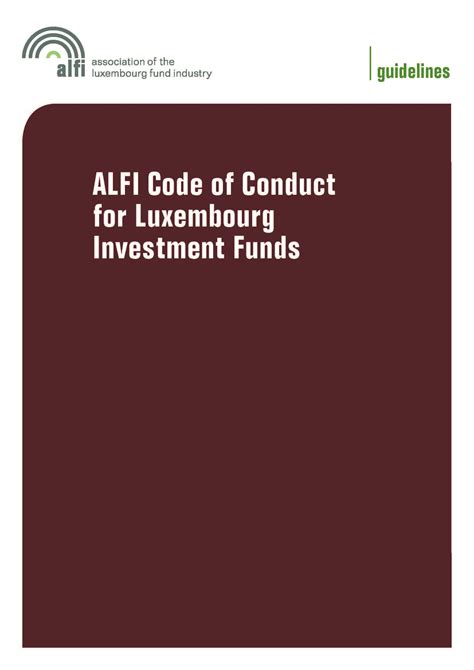 ALFI Code of Conduct for Luxembourg Investment Funds - 2013 | ECGI