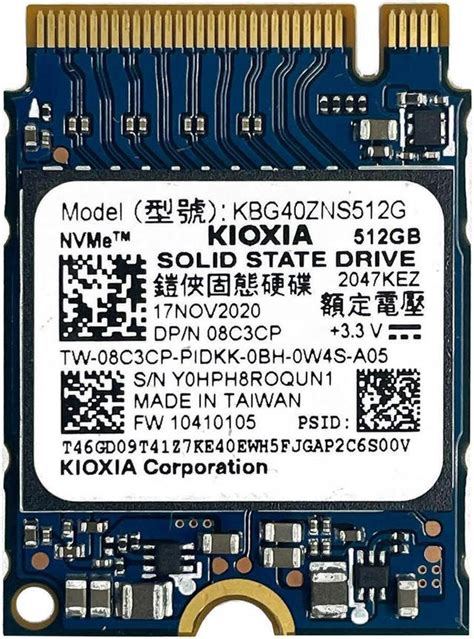 Kioxia / Toshiba 512GB NVMe PCIe M.2 2230 SSD 30mm Half Size KBG40ZNS512G, OEM - yamaha-lampung.com